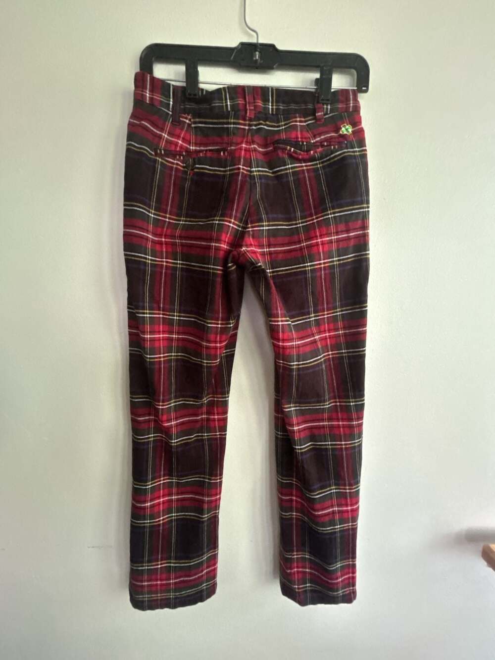 Castaway Nantucket Island Boys Stretch Twill Port Pants Black Stewart Plaid - Picture 4 of 7